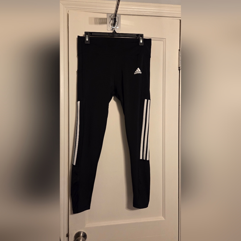 Adidas Women's Black and White Striped Leggings